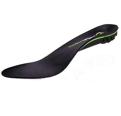 Photo of an ergonomic shoe insole with arch support, designed for comfort and improved foot alignment.